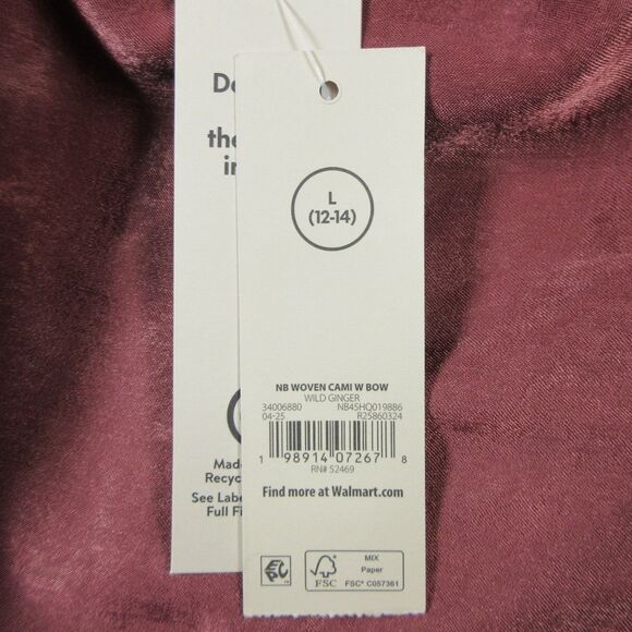 Babydoll Y2K Vibe Rose Mauve Camisole Sz Large Ginger Cami Top Lace Trim Bow NWT - Picture 6 of 10